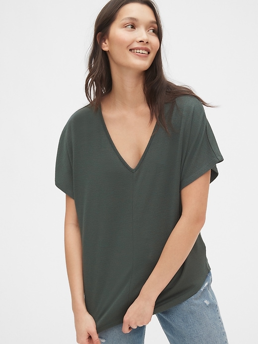 1 of 8 showing, with the color new vintage green of product Softspun V-Neck T-Shirt