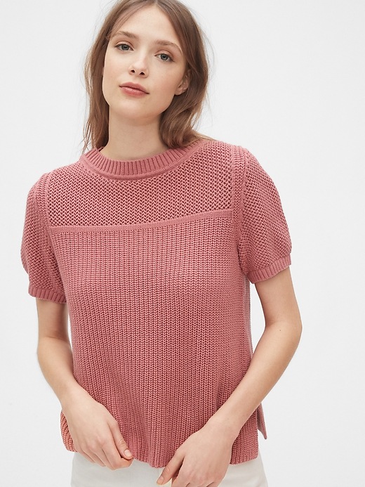 View large product image 1 of 1. Boxy Short Sleeve Crewneck Sweater