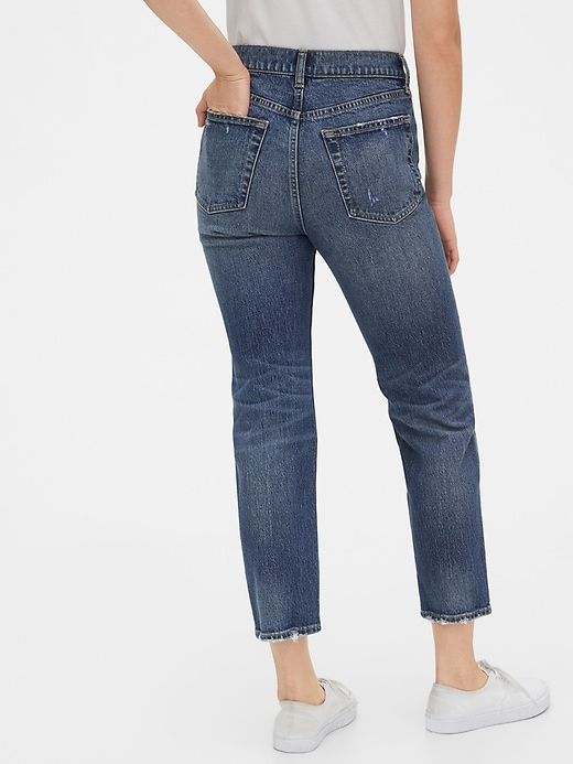 Image number 2 showing, High Destructed Rise Cheeky Straight Jeans