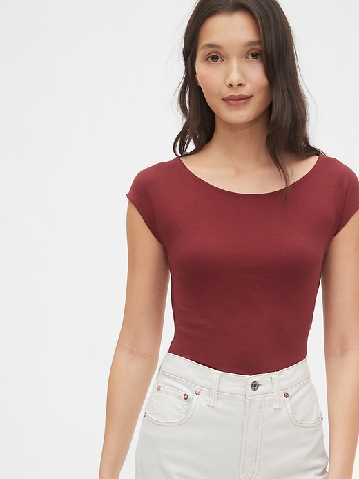 1 of 8 showing, with the color red of product Modern Boatneck T-Shirt