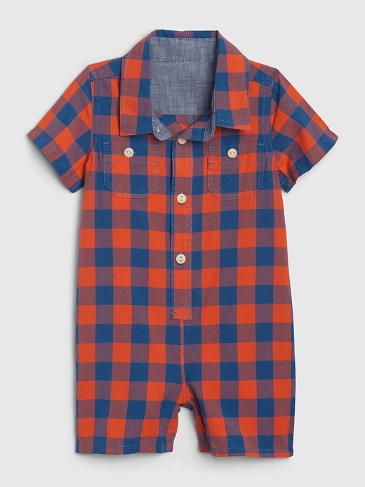 View large product image 1 of 1. Baby Brannan Bear Plaid Shorty One-Piece