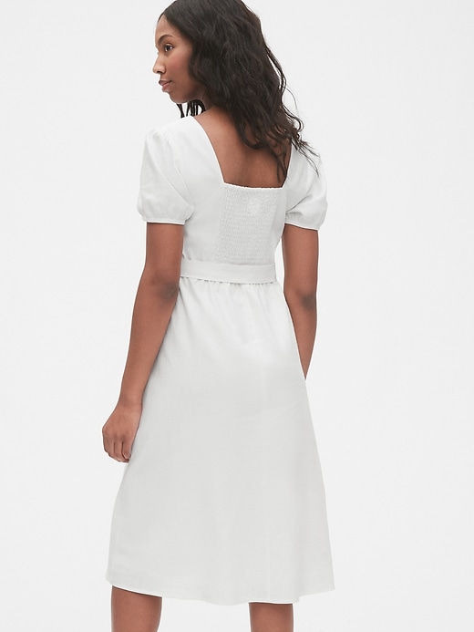 2 of 8 showing, with the color optic white of product Maternity Linen-Cotton V-Neck Midi Dress