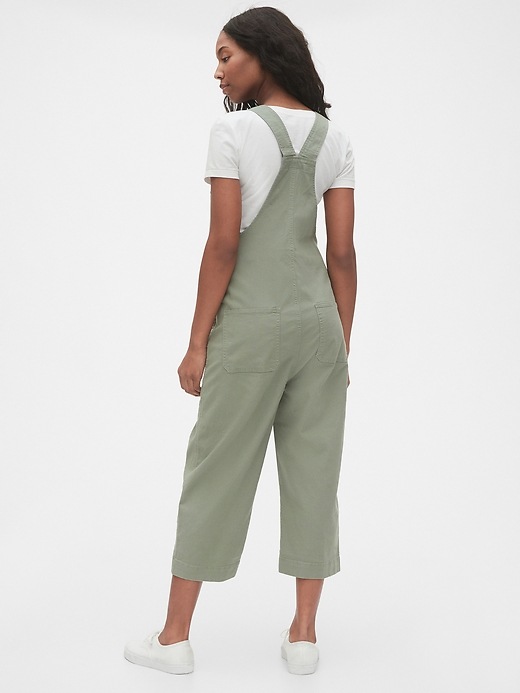 2 of 8 showing, with the color douglas fir of product Maternity Cropped Overalls in TENCEL™ Lyocell