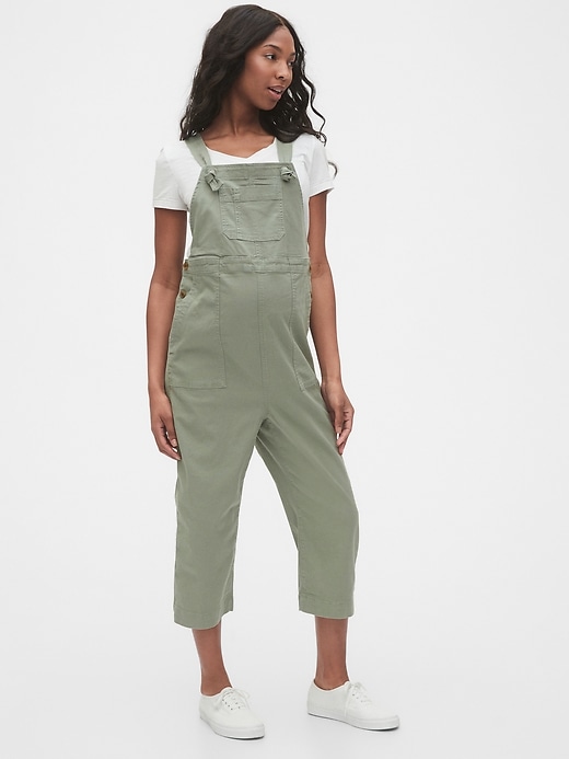 Image number 1 showing, Maternity Cropped Overalls in TENCEL&#153 Lyocell