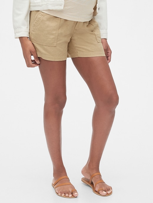 Image number 1 showing, Maternity Shorts in Linen-Cotton