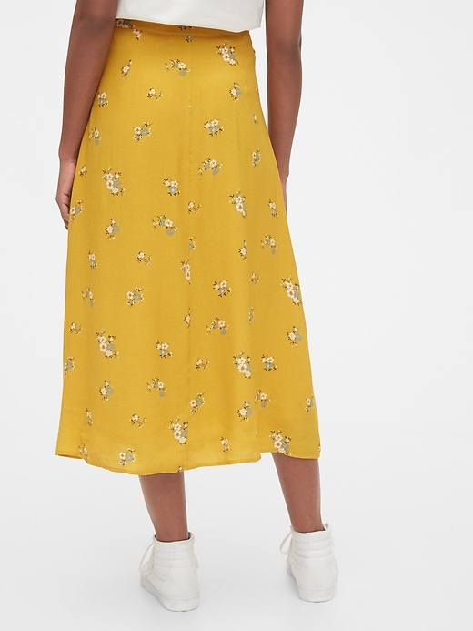 2 of 8 showing, with the color mini yellow floral of product Floral Side-Button Midi Skirt