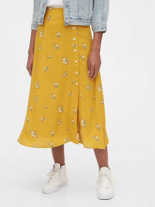 Image number 1 showing, Floral Side-Button Midi Skirt