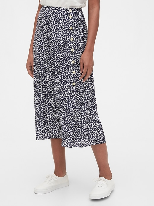 Image number 7 showing, Floral Side-Button Midi Skirt