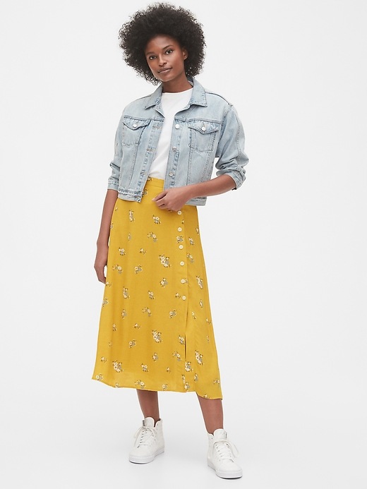 Image number 3 showing, Floral Side-Button Midi Skirt