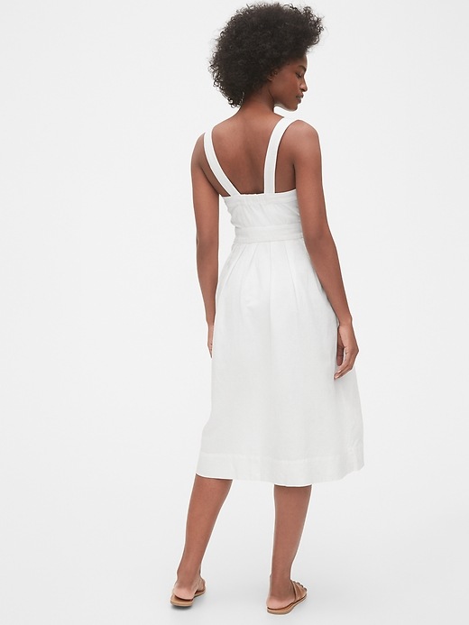 Image number 2 showing, Apron Midi Dress in Linen-Cotton