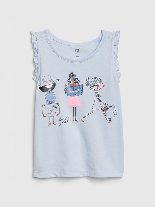 Image number 1 showing, Toddler Ruffle Graphic Tank Top