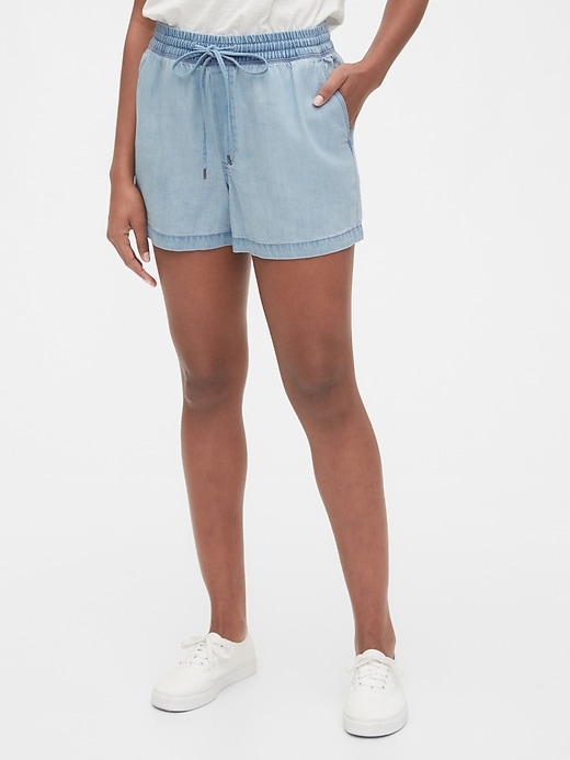 1 of 8 showing, with the color light bleached of product Indigo Twill Shorts