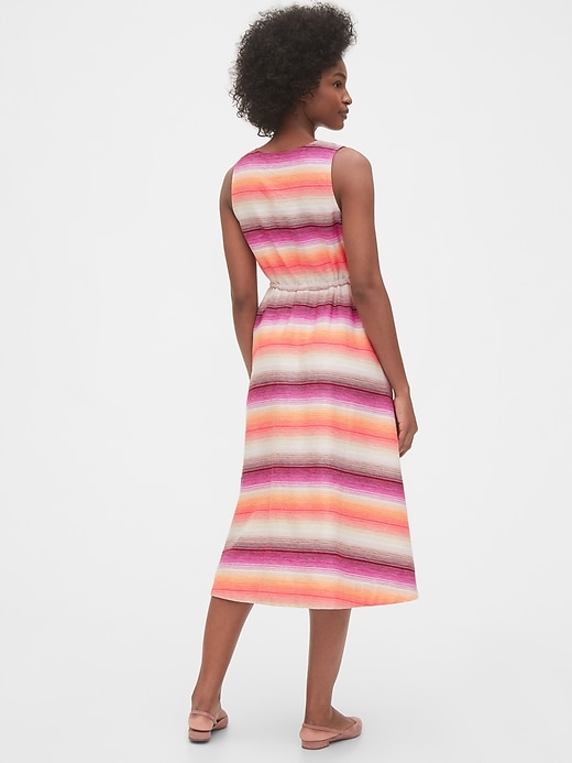 2 of 8 showing, with the color pink ombré of product Sleeveless Midi Dress in Linen-Cotton