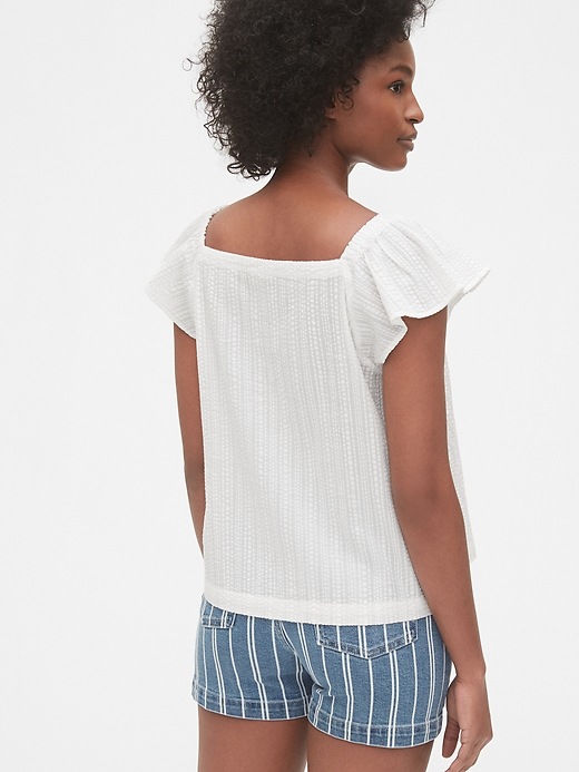 2 of 8 showing, with the color fresh white of product Squareneck Flutter Sleeve Top