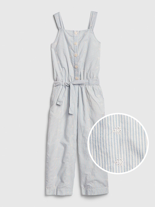 1 of 8 showing, with the color belle blue of product Kids Tie-Belt Jumpsuit