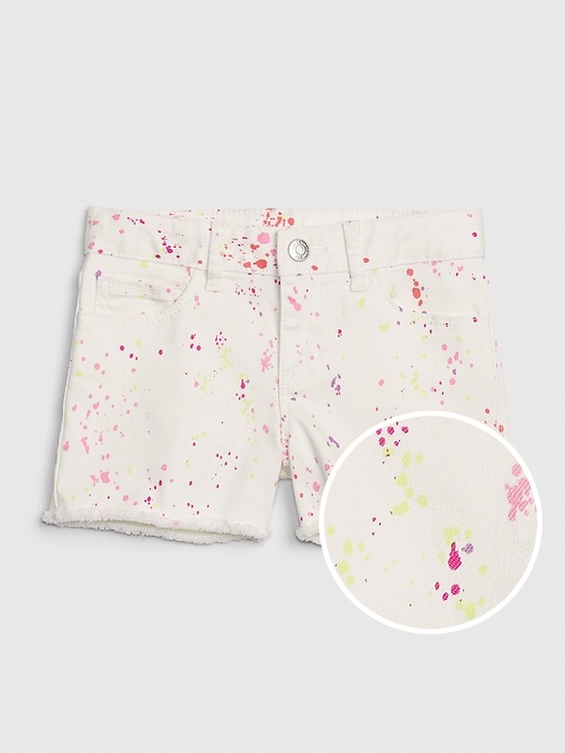 1 of 8 showing, with the color multi splatter print of product Kids Splatter Paint Midi Shorts