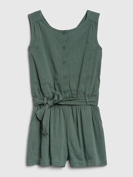 1 of 8 showing, with the color district green of product Kids Gauze Tie Romper