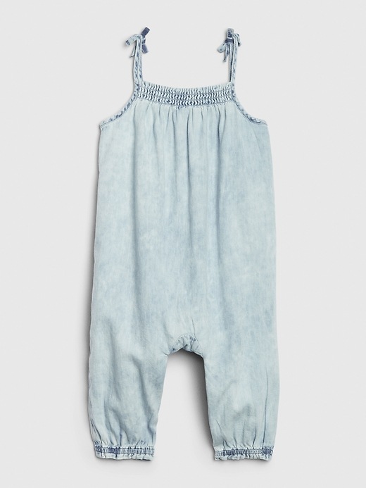 View large product image 2 of 3. Baby Denim Smocked One-Piece