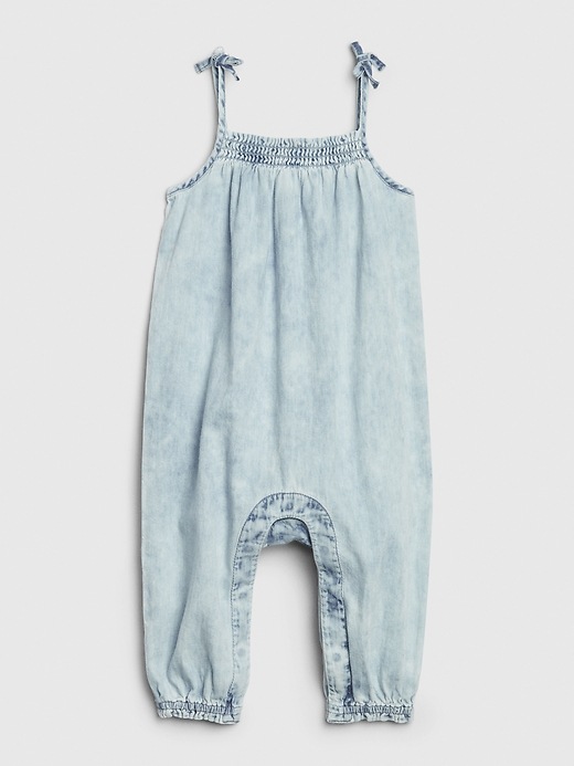 View large product image 1 of 3. Baby Denim Smocked One-Piece