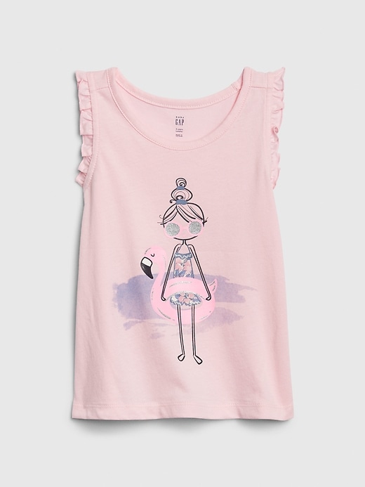 View large product image 1 of 1. Toddler Ruffle Graphic Tank Top