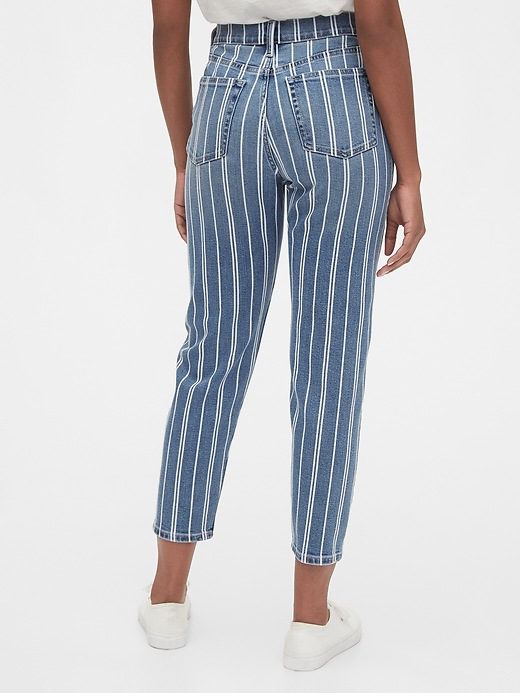 2 of 8 showing, with the color medium wash of product High Rise Mom Jeans