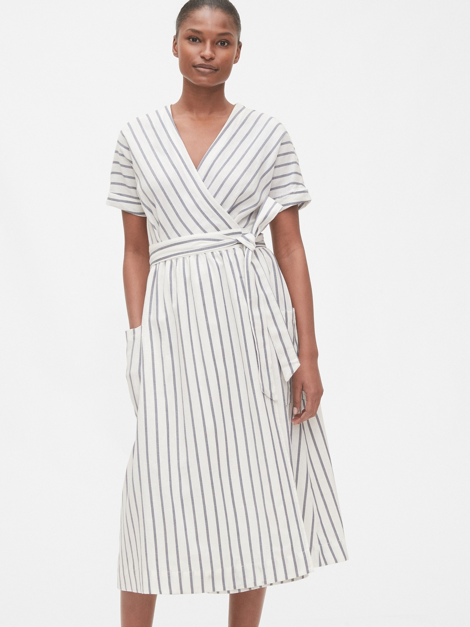 gap linen wrap dress