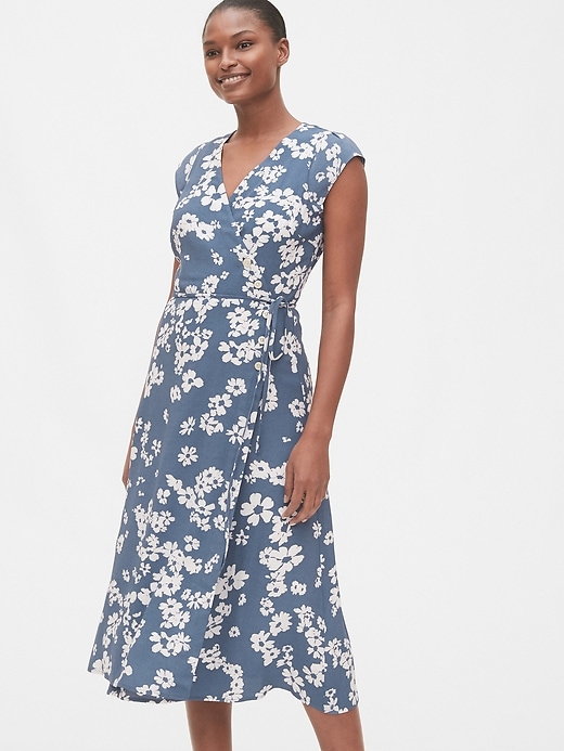 View large product image 1 of 1. Wrap-Front Midi Dress