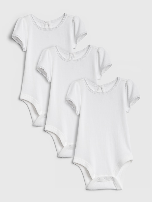 1 of 8 showing, with the color white of product Baby First Favorite Short Sleeve Bodysuit (3-Pack)