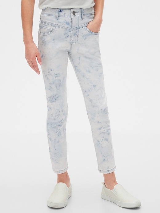 2 of 8 showing, with the color medium wash of product Kids High Rise Tie-Dye Jeggings with Stretch