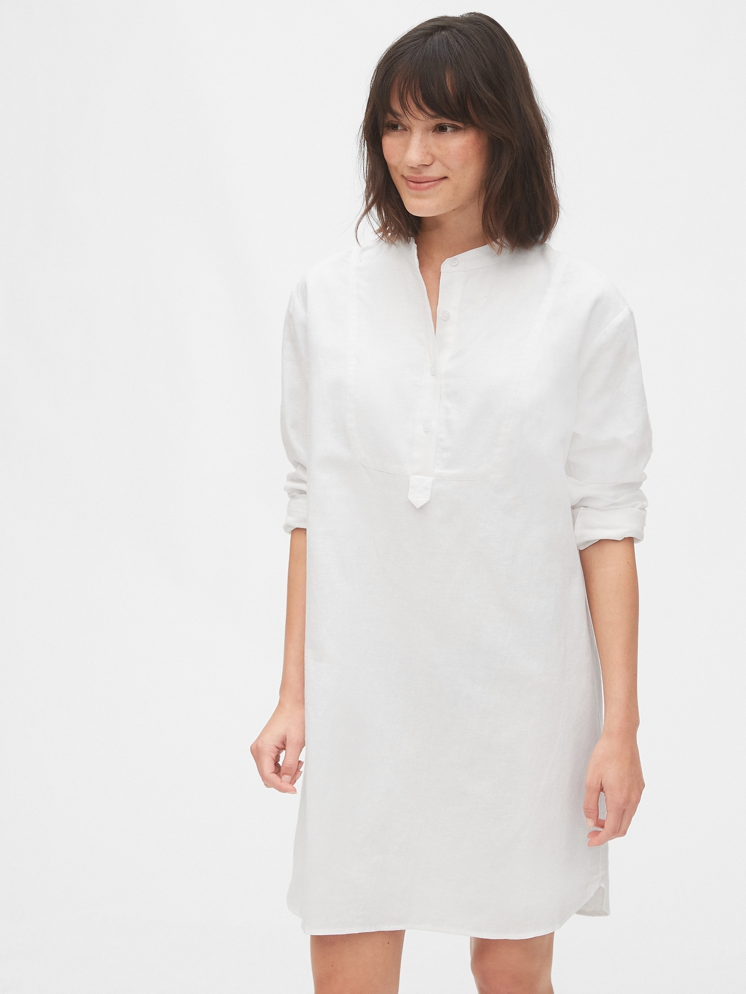 linen long shirt dress