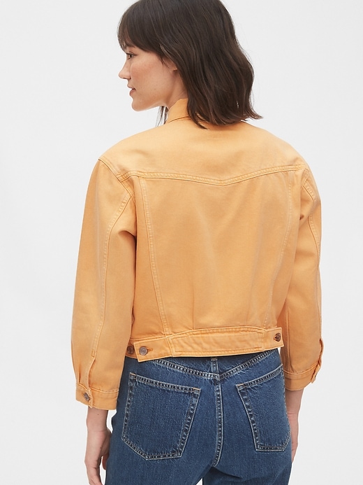 2 of 8 showing, with the color orange nectar of product Cropped Icon Denim Jacket