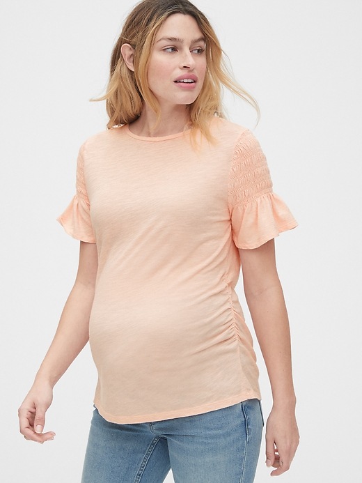 View large product image 1 of 1. Maternity Ruffle Sleeve Shirt