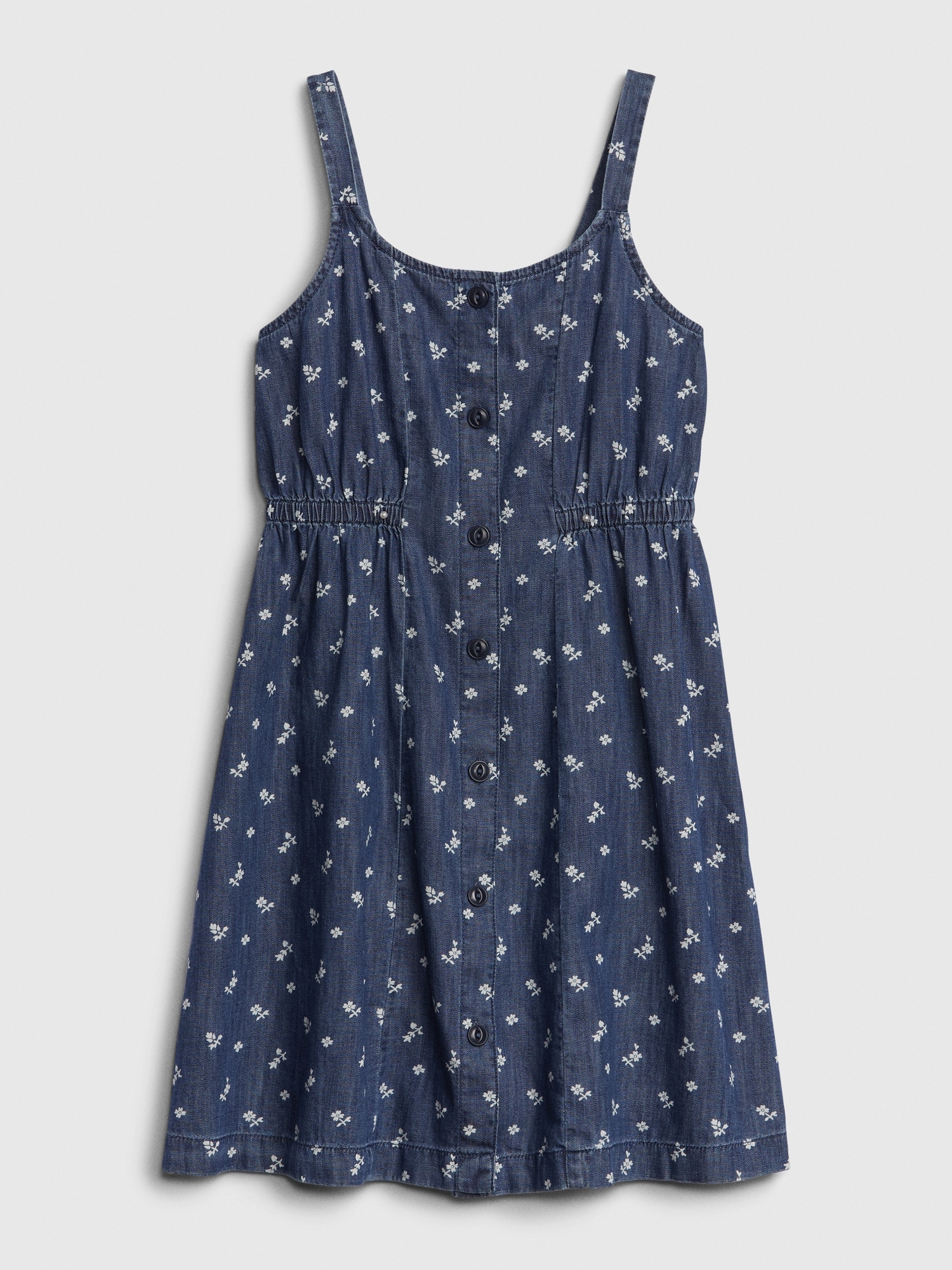 printed denim dress