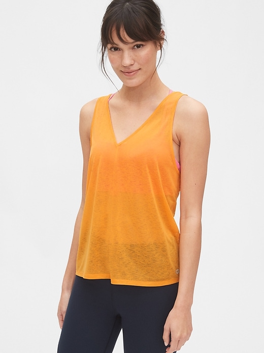 View large product image 1 of 1. GapFit Tissue V-Neck Tank Top