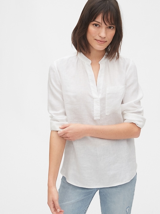 Image number 1 showing, Popover Pocket Shirt in Linen