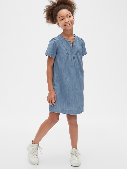 2 of 8 showing, with the color medium wash of product Kids T-Shirt Denim Dress