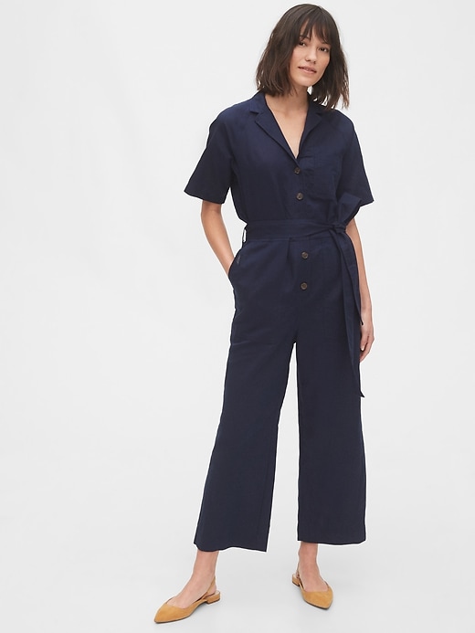 Image number 1 showing, Utility Jumpsuit in Linen-Cotton