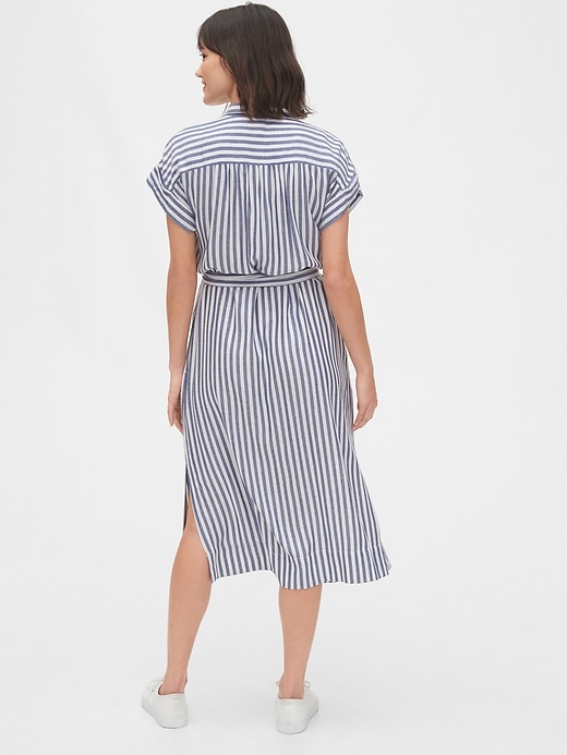 2 of 8 showing, with the color blue stripe of product Midi Shirtdress