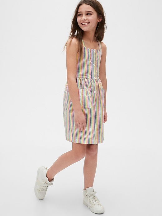2 of 8 showing, with the color multi rainbow stripe of product Kids Rainbow Stripe Dress