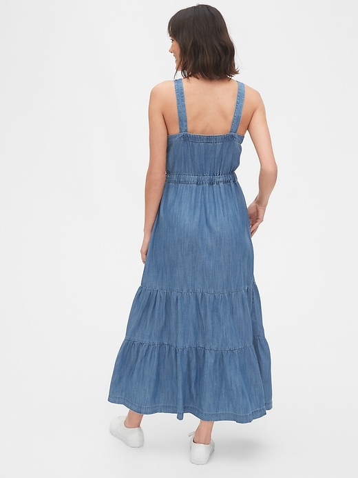 2 of 8 showing, with the color medium indigo of product Apron Maxi Dress in TENCEL™