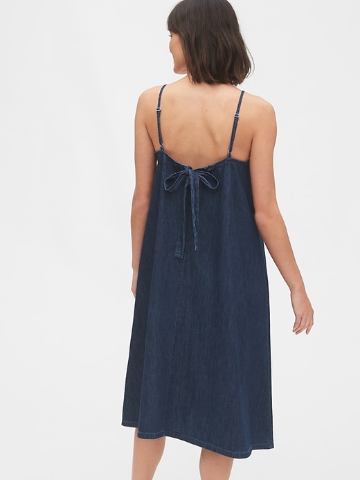 2 of 8 showing, with the color dark wash of product Denim Slip Dress