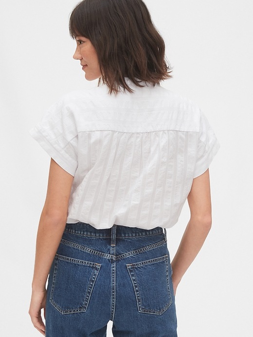 2 of 8 showing, with the color fresh white of product Shirred Popover Shirt
