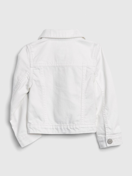 View large product image 2 of 3. Toddler Stain Resistant White Denim Jacket