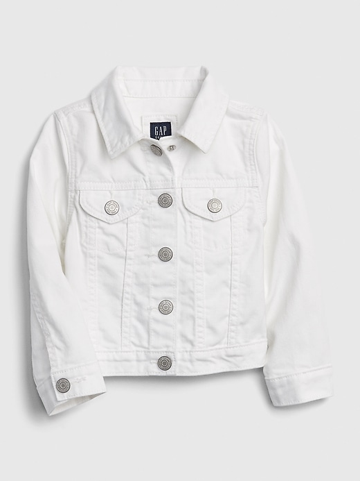 View large product image 1 of 3. Toddler Stain Resistant White Denim Jacket