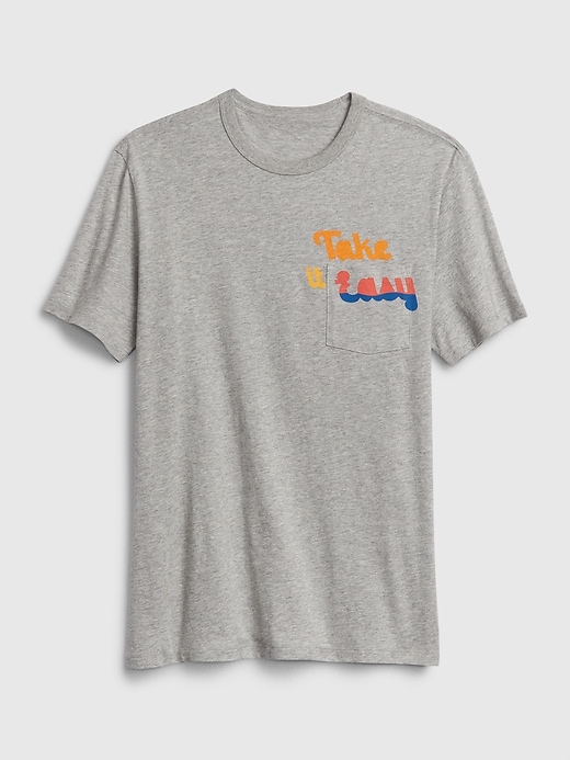 1 of 8 showing, with the color heather grey of product Graphic Crewneck Pocket T-Shirt