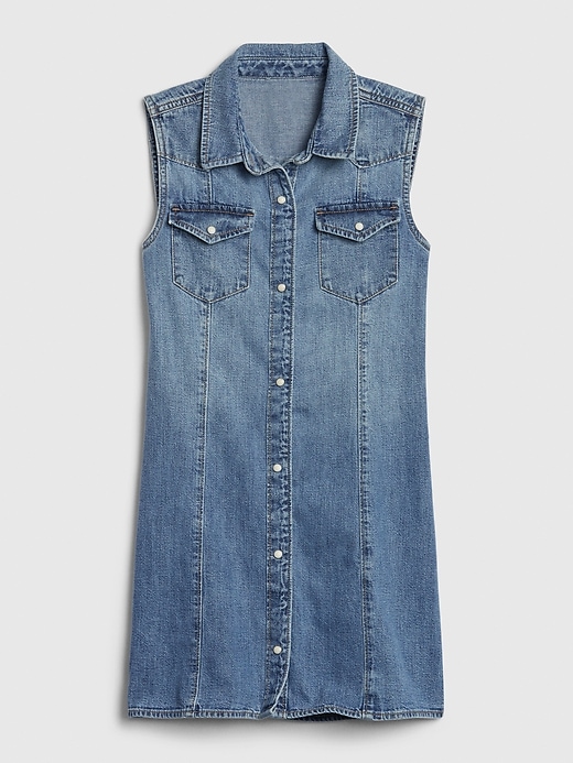 1 of 8 showing, with the color light denim of product Kids Western Denim Dress