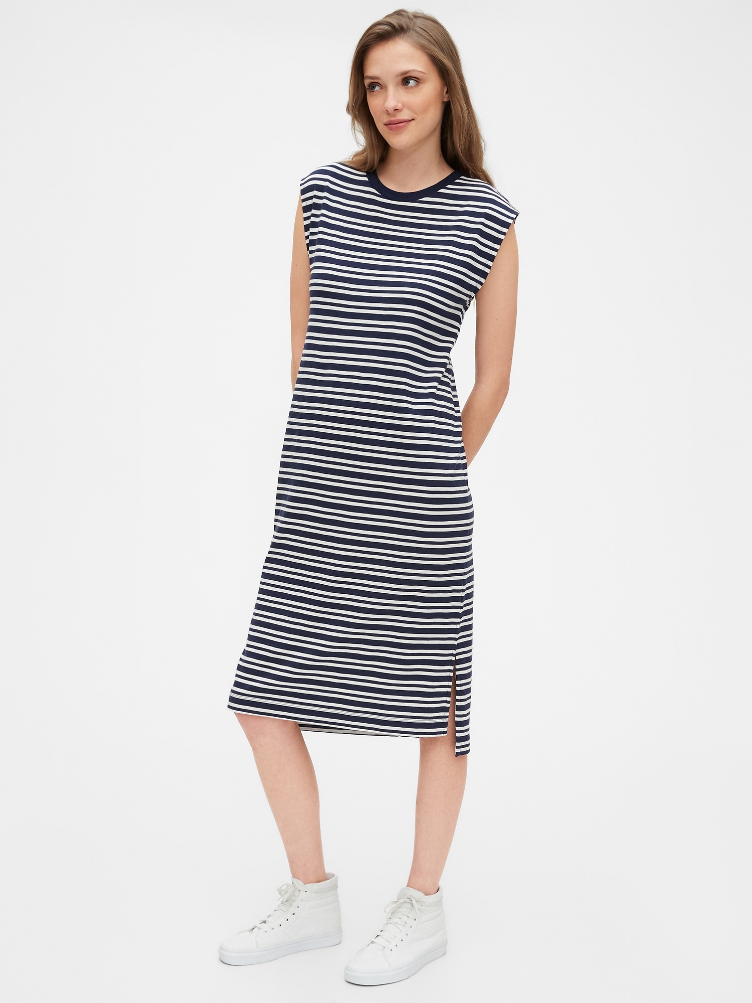 short sleeve midi t shirt dress