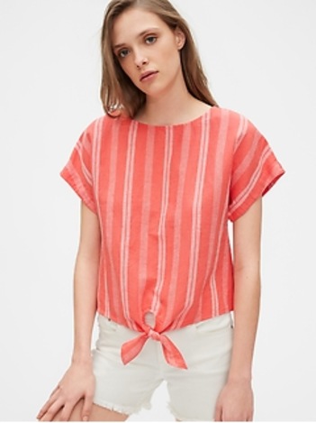 Tie-Front Print Top