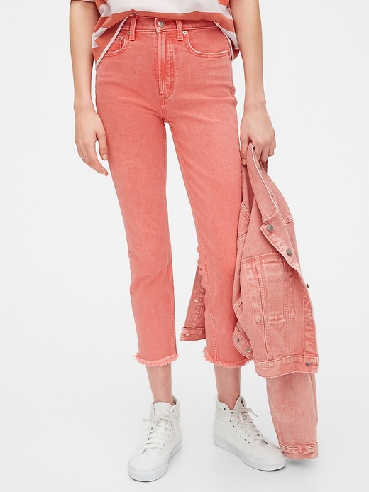 1 of 8 showing, with the color pink flamingo of product High Rise Cigarette Jeans with Secret Smoothing Pockets