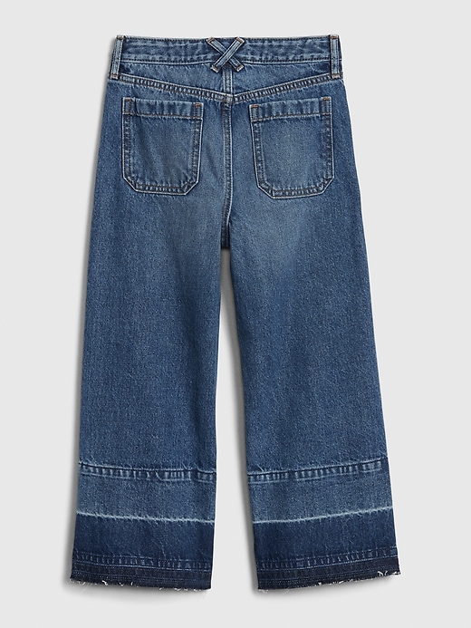 2 of 8 showing, with the color dark wash of product Kids High Rise Utility Wide Leg Jeans